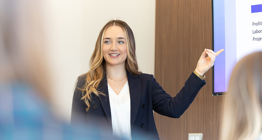 The University of Akron student majoring in sport business in the College of Business.