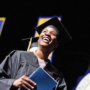 A University of Akron graduate at commencement.