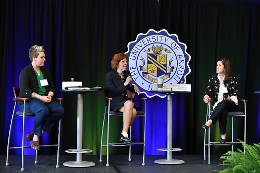 Panelists, Susan Collins and Jill Penrose, join Loretta Mester in discussing issues related to education and workforce development.