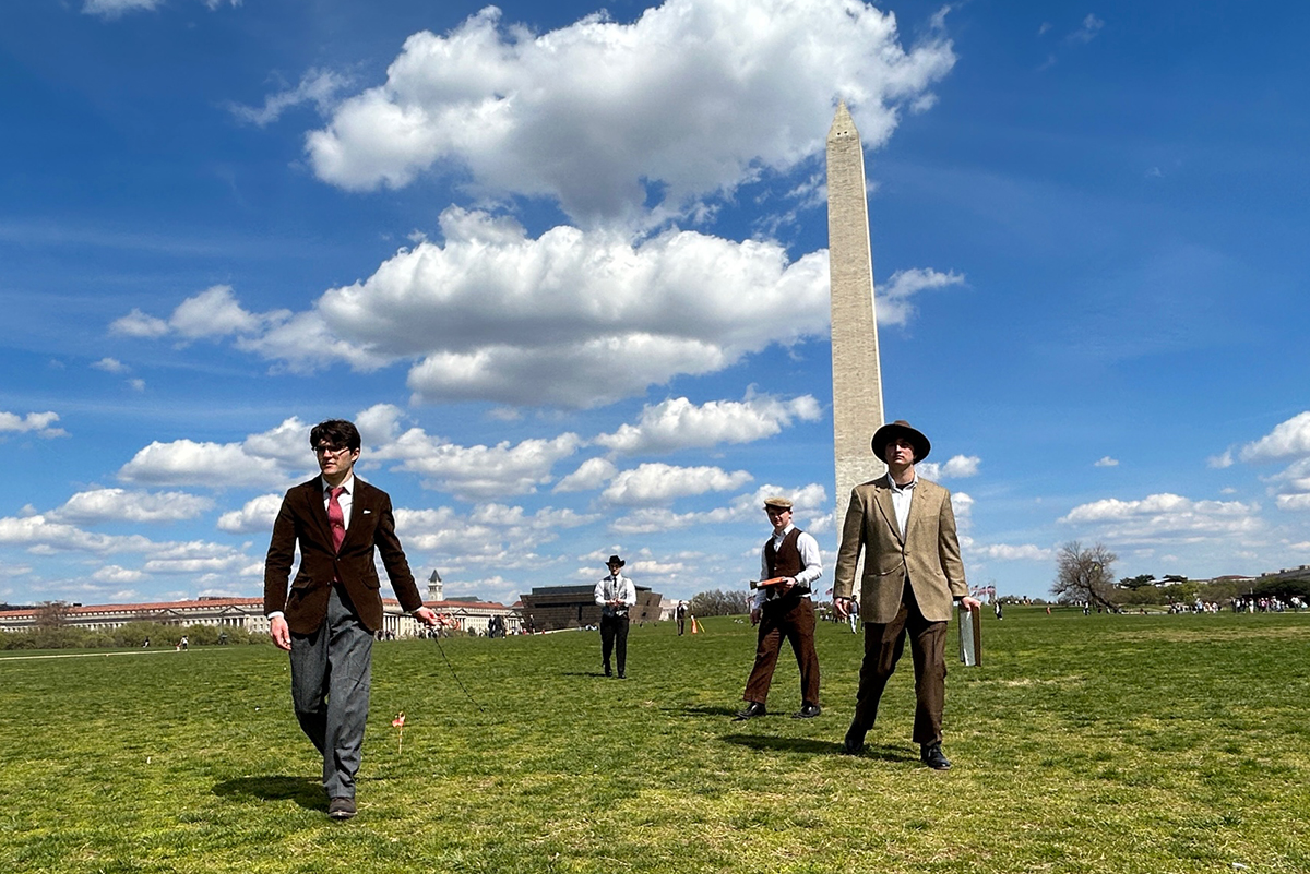 Surveying and Mapping students on the National Mall in Washington, D.C.