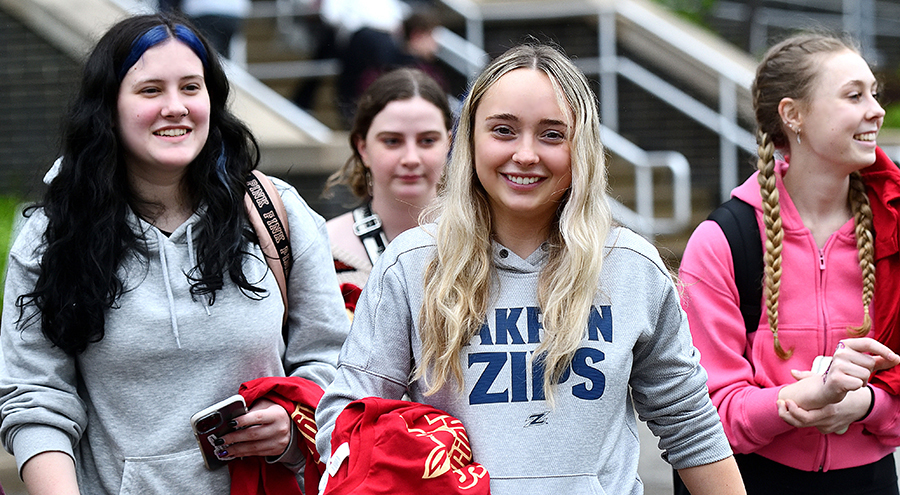 The University of Akron student posing on campus