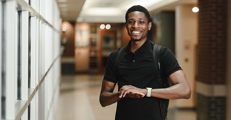 Image of student in class at the University of Akron