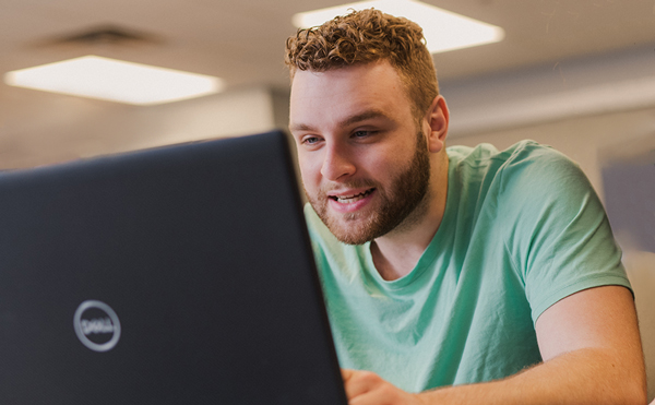 Student working on computer